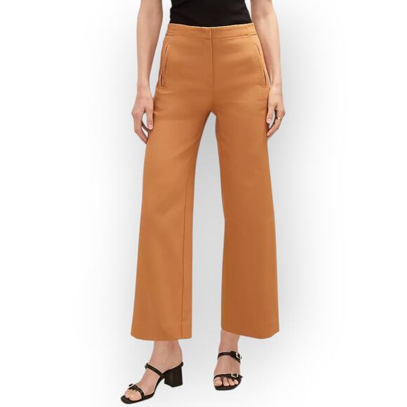 Size12 AnnTaylor TheGrace StraightPant Pecan Ankle HiRise Pockets - Picture 1 of 16